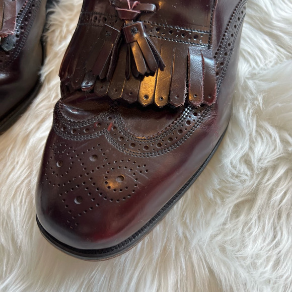 Florsheim Mens Lexington Wingtip Loafer Dress Shoes Brown Leather Tassel 9.5 3E - Picture 10 of 10